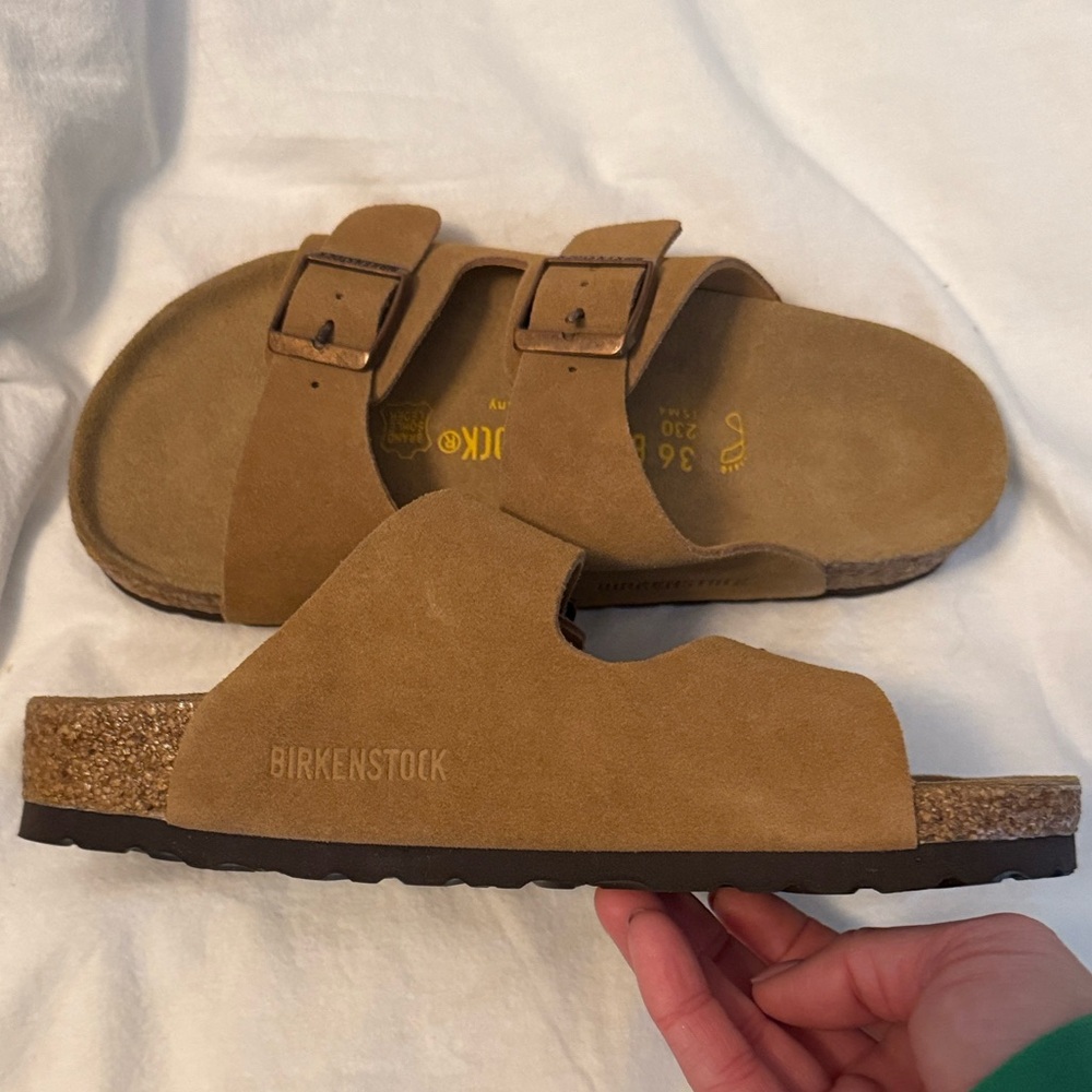 Women mink colored Double-Buckle Slide Sandals - Picture 2 of 3